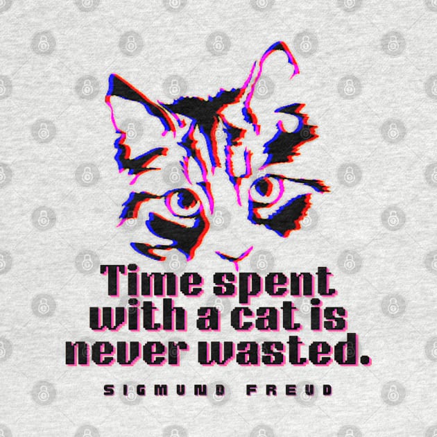 Cat art and Sigmund Freud: time spent with a cat is never wasted. by artbleed